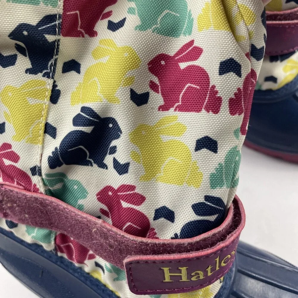 Hatley Snow Boots Youth Big Girl 3 Winter Waterproof Multicolor Rabbit Print